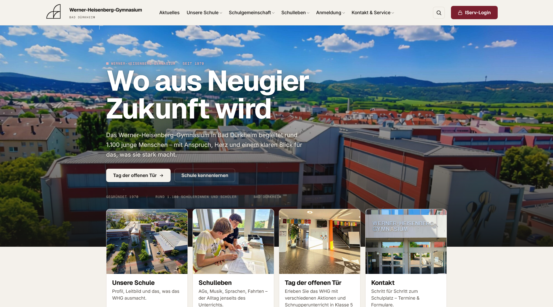 Startseite des Werner-Heisenberg-Gymnasiums – „Wo aus Neugier Zukunft wird.“