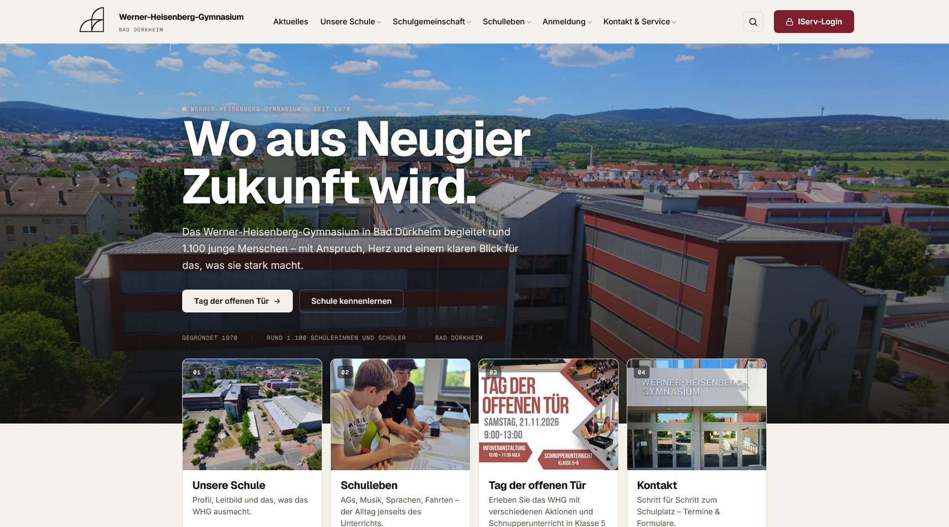 Startseite des Werner-Heisenberg-Gymnasiums – „Wo aus Neugier Zukunft wird.“